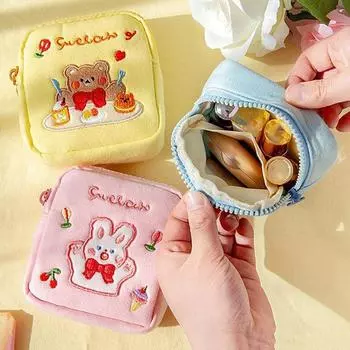 Большая вместимость гигиенических салфеток сумки для хранения медвежонок кошельки для монет портативная маленькая косметичка для девочек розовый