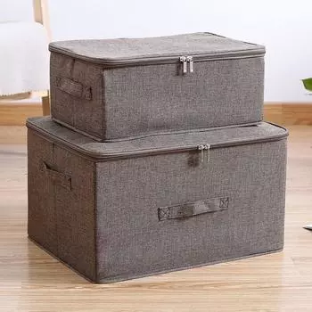 Большая вместимость хлопчатобумажного и льняного ящика для хранения, складные контейнеры для хранения игрушек, всякая всячина S бежевый