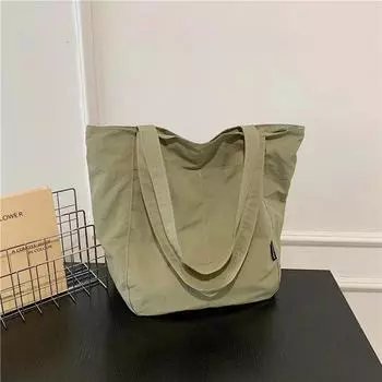 Большая вместимость Холщовая трендовая универсальная стильная сумка Модные женские сумки через плечо для отдыха Лаконичные сумки-тоут с нитками для шитья чёрный