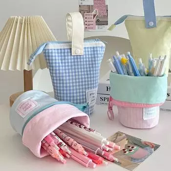 Большая вместимость холщовый держатель для ручек пенал для канцелярских принадлежностей сумка многофункциональный школьные принадлежности для школьников розовый
