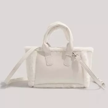 Большая вместимость иностранного газа пушистая сумка-тоут пушистая сумка белый