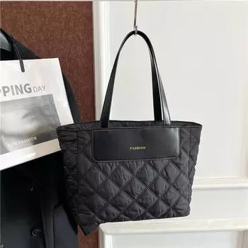 Большая вместимость, класс, коммутация, высокая стоимость, женская сумка-тоут, текстура пуха, ниша, универсальная сумка через плечо серый