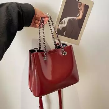 Большая вместимость квадратных сумок для женщин Trend Chain Commuting одно плечо сумки новые искусственная кожа женская сумка через плечо (20cm<Max Length<30cm)