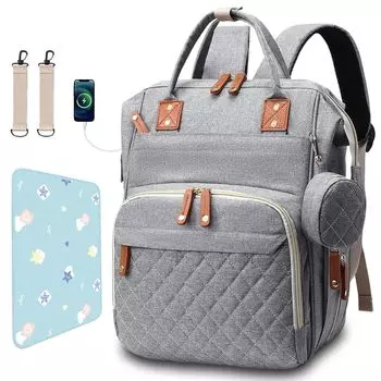 Большая вместимость, легкий, с термоводонепроницаемым подгузником, стильный, для хранения детских товаров, для поездок на работу, для подготовки к родам [KAKOKA] Сумка для матери, серый