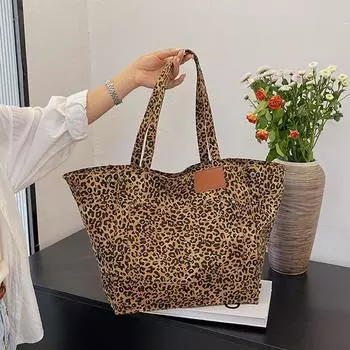 Большая вместимость леопардовых сумок, модная женская сумка для покупок через подмышки, сумка через плечо, женская роскошная сумка-кошелек 60x19x34cm коричневый