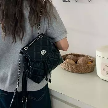 Большая вместимость Маленький рюкзак из искусственной кожи Сумка-ведро из искусственной кожи с ромбической решеткой Сумка через плечо Подарочная сумка синий