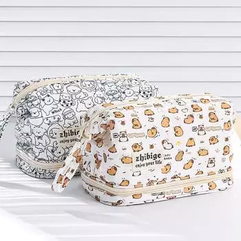 Большая вместимость многофункциональный двухслойный кожаный пенал для хранения карт сумка симпатичная и простая косметичка