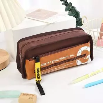 Большая вместимость многослойная сумка для карандашей с двойной молнией мультяшный пенал школьные принадлежности серый