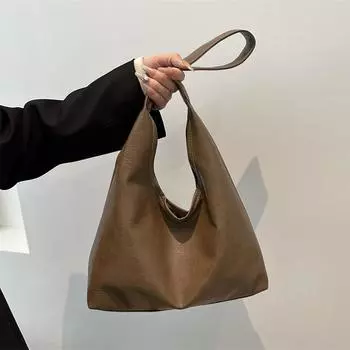 Большая вместимость модная фактура сумка через плечо женская ранняя весна универсальная сумка подмышкой сумка-тоут коричневый
