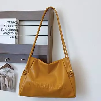 Большая вместимость, модная мягкая кожаная сумка через плечо, женская весенняя сумка через плечо коричневый