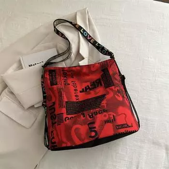 Большая вместимость модная повседневная сумка весенняя универсальная сумка через плечо сумка-тоут красный