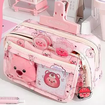 Большая вместимость модная сумка-карандаш Capybara Oxford тканевая косметичка для хранения ретро-канцелярских принадлежностей для школьников Brown Capybara