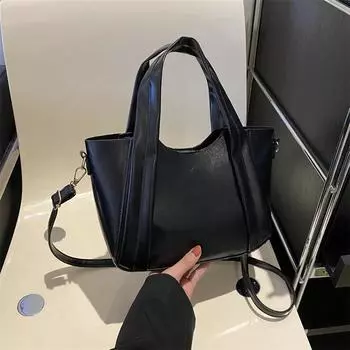 Большая вместимость, модная текстура 2024 года, новый тренд, французская простая зимняя однотонная сумка-ведро через плечо для женщин розовый