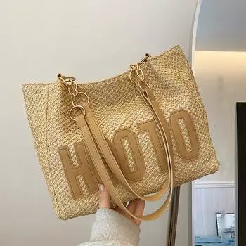 Большая вместимость модная тканая сумка-тоут новая универсальная одно плечо подмышечная сумка женская сумка для шопинга дорожная школьная сумка (30cm<Max Length<50cm)