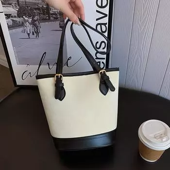 Большая вместимость модной сумки, весенняя универсальная сумка через плечо, сумка-ведро бежевый