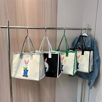 Большая вместимость мультяшная аниме ручная корзина для овощей холщовая сумка для женщин модная универсальная и уникальная текстура подмышечная сумка