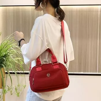 Большая вместимость нейлоновая сумка через плечо с несколькими карманами женская сумка 8 цветов квадратная сумка через плечо женская розовый