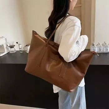 Большая вместимость нейлоновых однотонных сумок для женщин, швейная линия, внутреннее отделение, повседневные сумки через плечо