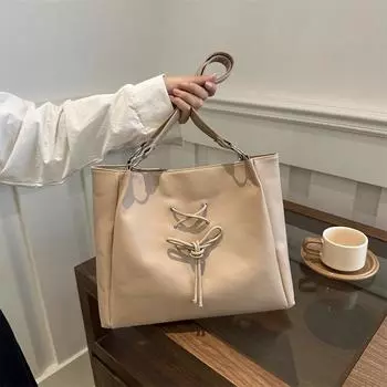 Большая вместимость новая сумка через плечо с бантом модная и простая сумка с текстурой из искусственной кожи подмышечная сумка женская сумка розовый