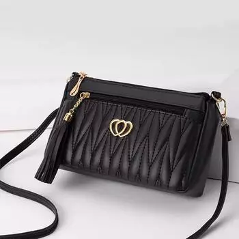 Большая вместимость, новые модные сумки через плечо из искусственной кожи, женская сумка на молнии, кошелек и сумки с вышивкой нитками 23*14*8cm