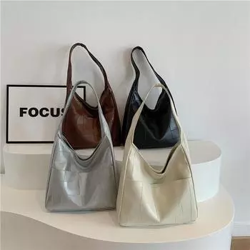 Большая вместимость однотонная ретро-сумка 2024 года, новый тренд корейской версии, модная простая повседневная сумка через плечо для женщин