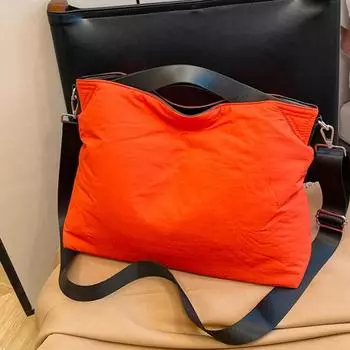 Большая вместимость однотонной нейлоновой сумки через плечо, качественная популярная модная сумка на плечо, мягкая универсальная модная сумка чёрный