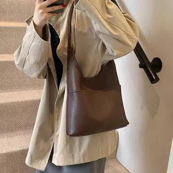 Большая вместимость однотонные женские сумки через плечо из искусственной кожи с застежкой-молнией сумки-шопперы швейные нитки ретро универсальные сумки через плечо