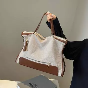 Большая вместимость парусиновая летняя роскошная универсальная сумка через плечо для работы, сумка-тоут для поездок на работу, сумка-тоут Outward