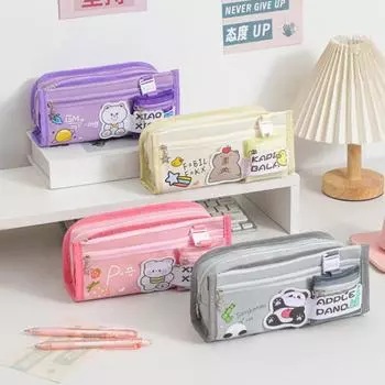 Большая вместимость пенал Capybara Panda сумка для хранения канцелярских принадлежностей мультяшный чехол для ручек школьные принадлежности бежевый
