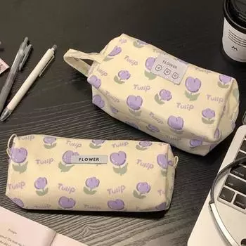 Большая вместимость пенал-тюльпан INS стиль цветочная косметичка канцелярский мешок для хранения школьный Style 5