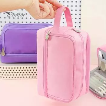 Большая вместимость пенала для девочек с несколькими отделениями, сумка для ручек и канцелярских принадлежностей, органайзер с переносным ремешком для руки, школьные принадлежности фиолетовый