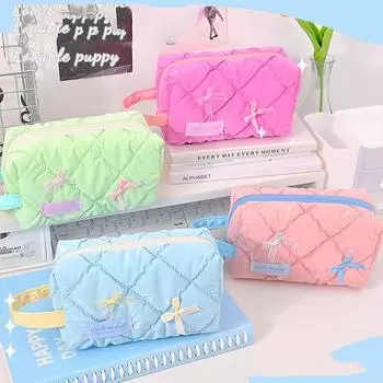 Большая вместимость пенала на молнии, сумка для косметики и помады, сумка для хранения канцелярских принадлежностей для студентов роза розовый