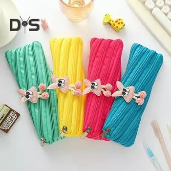 Большая вместимость пенала с большим диагональным отверстием, застежка-молния, сумка для ручек, держатель для ластиков, сумка для канцелярских принадлежностей для офиса и дома оранжевый