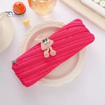 Большая вместимость пенала с большим диагональным отверстием, застежка-молния, сумка для ручек, держатель для ластиков, сумка для канцелярских принадлежностей для офиса и дома оранжевый