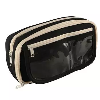 Большая вместимость пенала с рисунком из мультфильма Многофункциональная сумка для хранения канцелярских принадлежностей для студентов кофейный