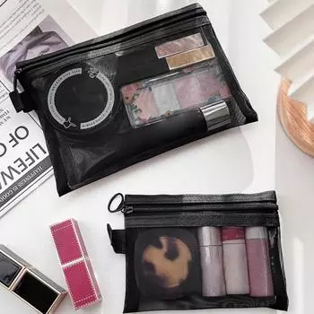 Большая вместимость портативная косметичка для путешествий на открытом воздухе прозрачная сетчатая сумка для хранения вещей домашняя органайзерная сумка S серый