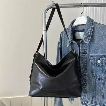 Большая вместимость, повседневное ощущение, новый тренд 2024 года, простая текстура ПУ, ретро, модная сумка через плечо для осени и зимы, женская сумка