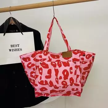 Большая вместимость повседневных сумок-тоут с новым узором, модная женская сумка через плечо с леопардовым принтом, женская нейлоновая сумка для женщин, дорожная сумка для покупок