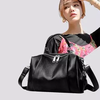 Большая вместимость Простая женская сумка через плечо Сумка-тоут чёрный