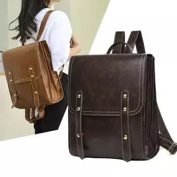 Большая вместимость ретро женский рюкзак из искусственной кожи с верхней ручкой сумки модные винтажные сумки-тоуты для отдыха на природе чёрный