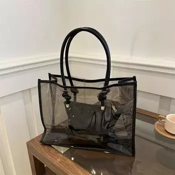 Большая вместимость рюкзака персонализированная женская новинка 2024 года, модная этим летом популярная прозрачная желейная сумка через плечо большая сумка-тоут