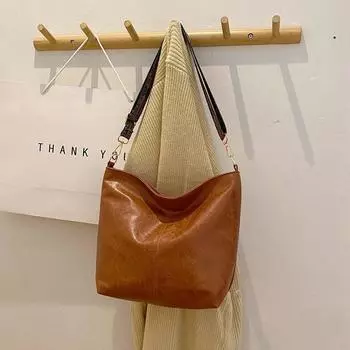 Большая вместимость, широкий плечевой ремень, сумка через плечо, модная сумка-ведро для поездок на работу