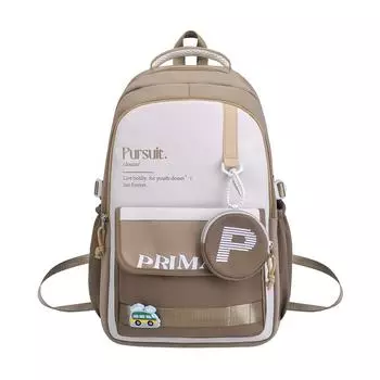 Большая вместимость школьного рюкзака Campus, цветной блок, рюкзак для учеников младших классов средней школы, рюкзак с буквенным принтом для девочек коричневый