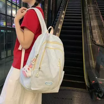 Большая вместимость школьного рюкзака для студента, женский однотонный рюкзак для школы и пригородных поездок жёлтый