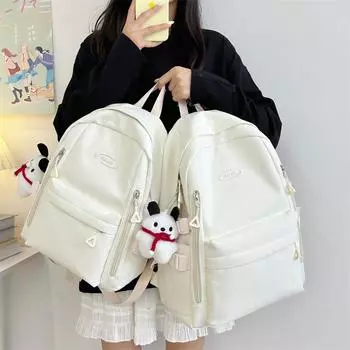 Большая вместимость школьного рюкзака для студента, женский однотонный рюкзак Small чёрный