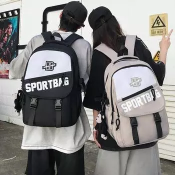 Большая вместимость школьного рюкзака для студента, цветной женский рюкзак с надписью, мужская компьютерная сумка, прочный рюкзак чёрный
