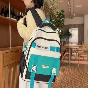 Большая вместимость школьного рюкзака для женщин, контрастный цветной рюкзак, дорожная сумка через плечо фиолетовый