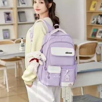 Большая вместимость школьного рюкзака для студента, женский легкий рюкзак, многофункциональный рюкзак чёрный