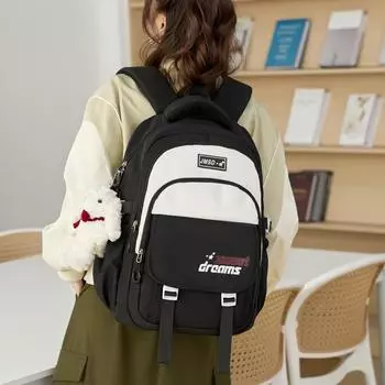 Большая вместимость школьный рюкзак для студентов классный рюкзак женский рюкзак чёрный