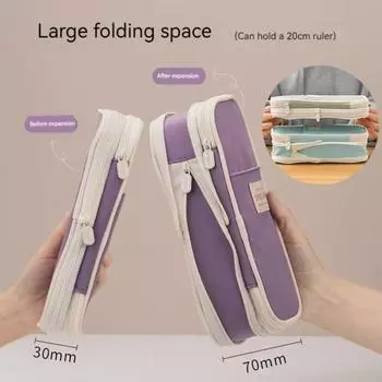 Большая вместимость студенческого пенала с возможностью расширения, классический пенал для студента чёрный